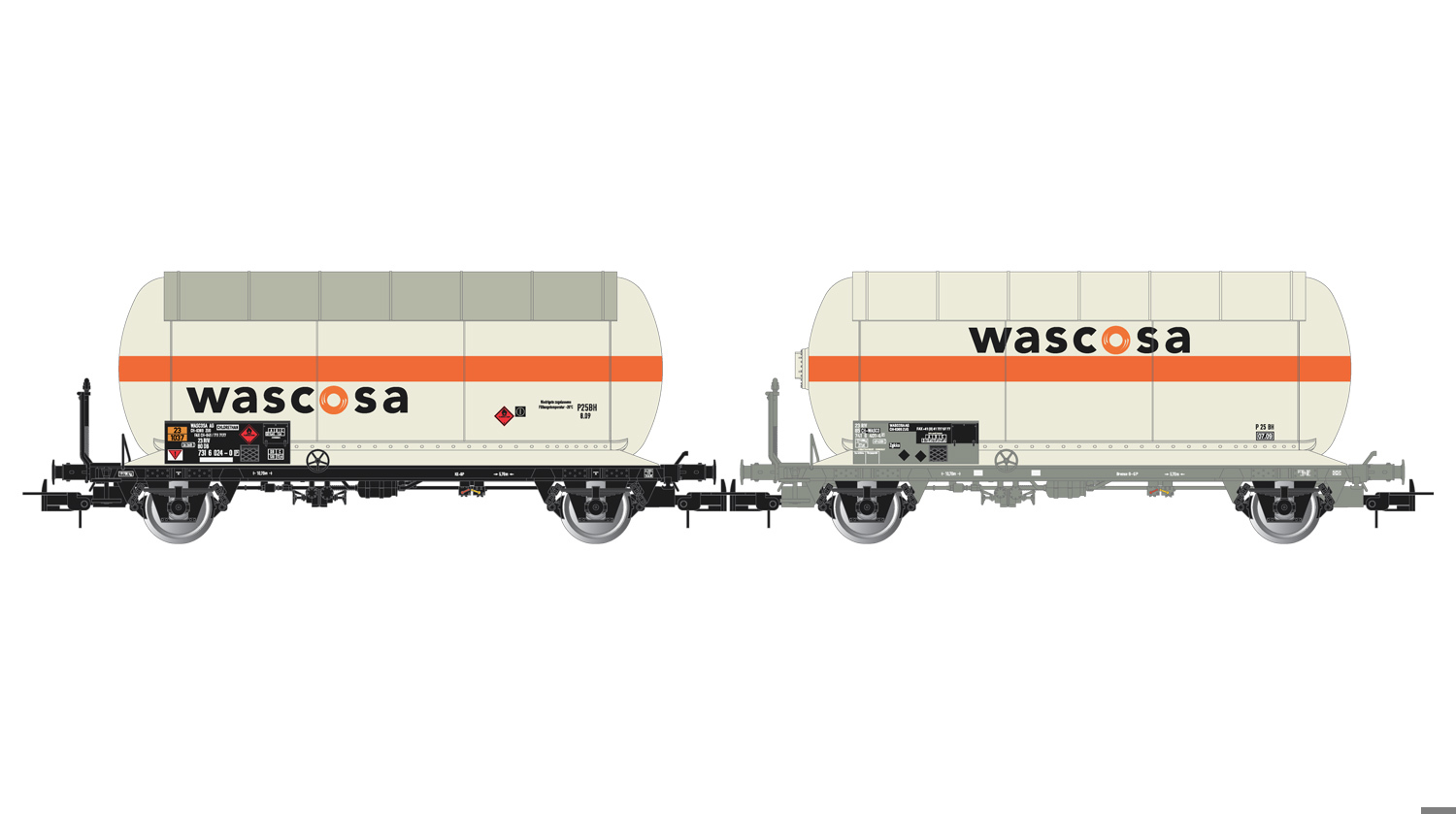 Rivarossi HR6622 SBB 2er Set 2 Achsiger Gaskesselwagen WASCOSA Ep V