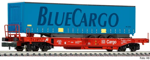 Einheitstaschenwaggon mit Auflieger "BlueCargo", DB AG