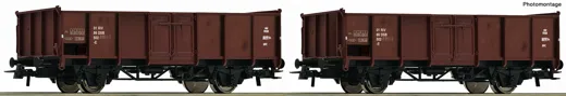 2-tlg. Set: Offene Güterwagen, DSB