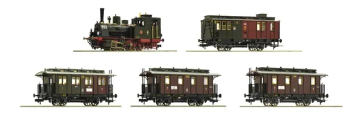 5-tlg. Set: Dampflokomotive Gattung T3 mit Personenzug, K.P.E.V.