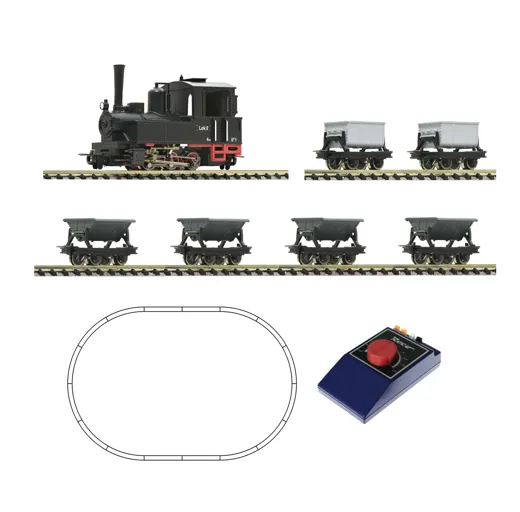 H0e Analog Start Set: Feldbahndampflokomotive mit Lorenzug, DR