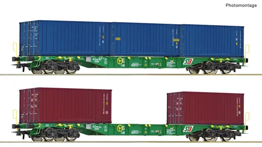2-tlg. Set: Containertragwagen,StB, Privatbahn