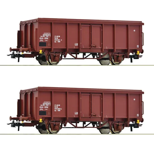 2-tlg. Set: Offene Güterwagen, DR