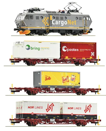4-tlg. Set: Elektrolokomotive EL 16 mit Güterzug, CargoNet, NSB