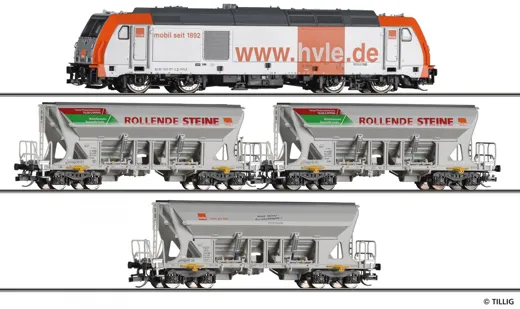 Güterzugset „Schottertransport der HVLE“