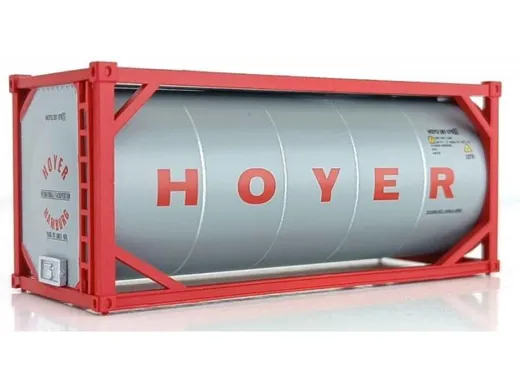 Container 20" Tank HOYER, Grau, Schrift Rot, Rahmen Rot