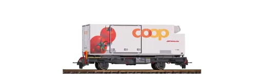 RhB Lb-v 7881 Tragwagen mit Coop-Container "Tomate"