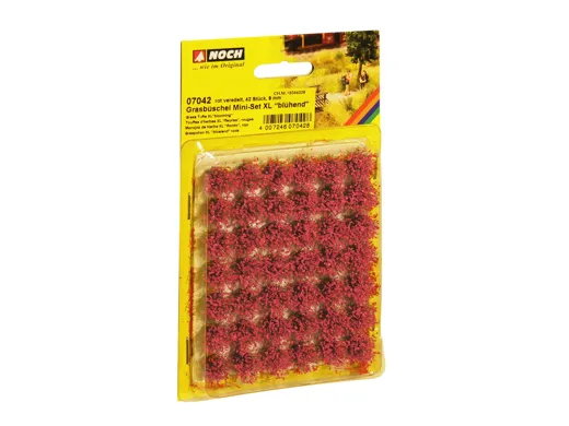 Mini-Set XL Grasbüschel blühend rot veredelt, 42 Stück, 9 mm