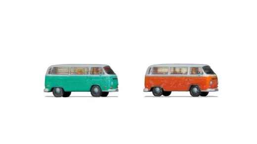 Volkswagen T2, 2 Stück, grün und orange, , 3D-Master Fahrzeug