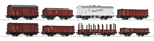 8-tlg. Set: Güterwagen, DR